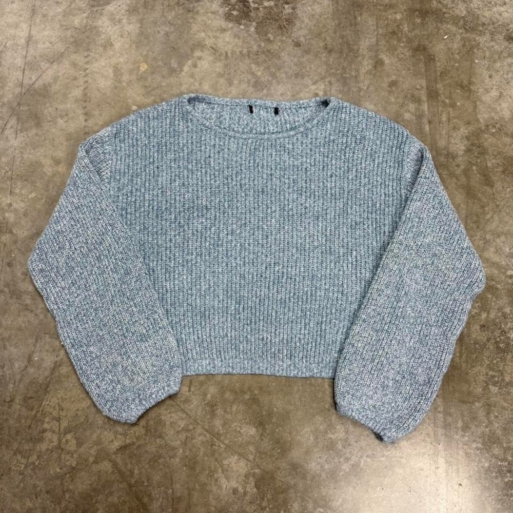 Women's Blue‎ Cropped Knit Sweater Size S